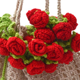 Maxbell 3D Rose Bouquet Bouquet Woven Beach Bag Shoulder Bag for Trip Shopping Red