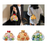 Maxbell Crochet Bag Casual Flowers Knitted Phone Wallet Purse Trendy Crossbody Purse White