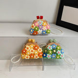 Maxbell Crochet Bag Casual Flowers Knitted Phone Wallet Purse Trendy Crossbody Purse White