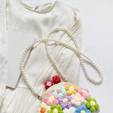 Maxbell Crochet Bag Casual Flowers Knitted Phone Wallet Purse Trendy Crossbody Purse White