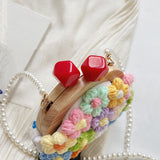 Maxbell Crochet Bag Casual Flowers Knitted Phone Wallet Purse Trendy Crossbody Purse White