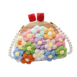 Maxbell Crochet Bag Casual Flowers Knitted Phone Wallet Purse Trendy Crossbody Purse White