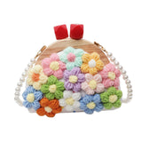 Maxbell Crochet Bag Casual Flowers Knitted Phone Wallet Purse Trendy Crossbody Purse White