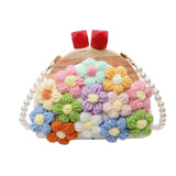 Maxbell Crochet Bag Casual Flowers Knitted Phone Wallet Purse Trendy Crossbody Purse White