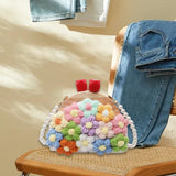 Maxbell Crochet Bag Casual Flowers Knitted Phone Wallet Purse Trendy Crossbody Purse White