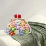 Maxbell Crochet Bag Casual Flowers Knitted Phone Wallet Purse Trendy Crossbody Purse White