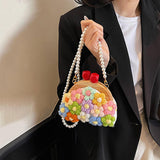 Maxbell Crochet Bag Casual Flowers Knitted Phone Wallet Purse Trendy Crossbody Purse White