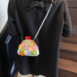 Maxbell Crochet Bag Casual Flowers Knitted Phone Wallet Purse Trendy Crossbody Purse White