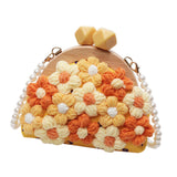 Maxbell Crochet Bag Casual Flowers Knitted Phone Wallet Purse Trendy Crossbody Purse Yellow