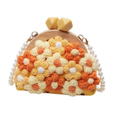 Maxbell Crochet Bag Casual Flowers Knitted Phone Wallet Purse Trendy Crossbody Purse Yellow