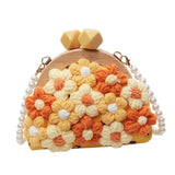 Maxbell Crochet Bag Casual Flowers Knitted Phone Wallet Purse Trendy Crossbody Purse Yellow