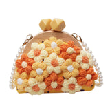 Maxbell Crochet Bag Casual Flowers Knitted Phone Wallet Purse Trendy Crossbody Purse Yellow