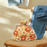 Maxbell Crochet Bag Casual Flowers Knitted Phone Wallet Purse Trendy Crossbody Purse Yellow