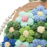 Maxbell Crochet Bag Casual Flowers Knitted Phone Wallet Purse Trendy Crossbody Purse Green