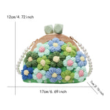 Maxbell Crochet Bag Casual Flowers Knitted Phone Wallet Purse Trendy Crossbody Purse Green