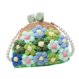 Maxbell Crochet Bag Casual Flowers Knitted Phone Wallet Purse Trendy Crossbody Purse Green