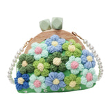 Maxbell Crochet Bag Casual Flowers Knitted Phone Wallet Purse Trendy Crossbody Purse Green