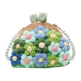 Maxbell Crochet Bag Casual Flowers Knitted Phone Wallet Purse Trendy Crossbody Purse Green
