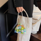 Maxbell Crochet Bag Casual Flowers Knitted Phone Wallet Purse Trendy Crossbody Purse Green