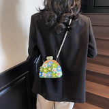 Maxbell Crochet Bag Casual Flowers Knitted Phone Wallet Purse Trendy Crossbody Purse Green