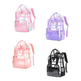 Maxbell Transparent Backpack PVC Clear Laptop Backpack for Teens College Pink Colorful