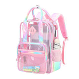 Maxbell Transparent Backpack PVC Clear Laptop Backpack for Teens College Pink Colorful