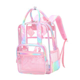 Maxbell Transparent Backpack PVC Clear Laptop Backpack for Teens College Pink Colorful