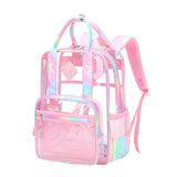 Maxbell Transparent Backpack PVC Clear Laptop Backpack for Teens College Pink Colorful