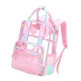 Maxbell Transparent Backpack PVC Clear Laptop Backpack for Teens College Pink Colorful