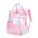 Maxbell Transparent Backpack PVC Clear Laptop Backpack for Teens College Pink Colorful