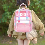 Maxbell Transparent Backpack PVC Clear Laptop Backpack for Teens College Pink Colorful