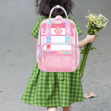 Maxbell Transparent Backpack PVC Clear Laptop Backpack for Teens College Pink Colorful