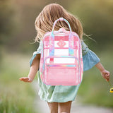 Maxbell Transparent Backpack PVC Clear Laptop Backpack for Teens College Pink Colorful