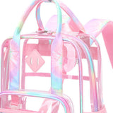 Maxbell Transparent Backpack PVC Clear Laptop Backpack for Teens College Pink Colorful