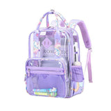 Maxbell Transparent Backpack PVC Clear Laptop Backpack for Teens College Purple