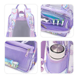 Maxbell Transparent Backpack PVC Clear Laptop Backpack for Teens College Purple