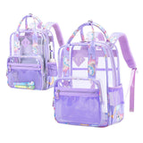 Maxbell Transparent Backpack PVC Clear Laptop Backpack for Teens College Purple