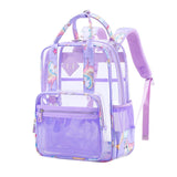 Maxbell Transparent Backpack PVC Clear Laptop Backpack for Teens College Purple