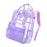 Maxbell Transparent Backpack PVC Clear Laptop Backpack for Teens College Purple
