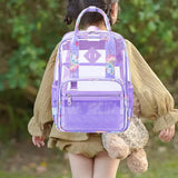 Maxbell Transparent Backpack PVC Clear Laptop Backpack for Teens College Purple