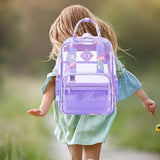 Maxbell Transparent Backpack PVC Clear Laptop Backpack for Teens College Purple