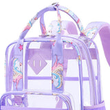 Maxbell Transparent Backpack PVC Clear Laptop Backpack for Teens College Purple