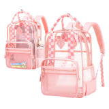 Maxbell Transparent Backpack PVC Clear Laptop Backpack for Teens College Pink