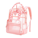 Maxbell Transparent Backpack PVC Clear Laptop Backpack for Teens College Pink