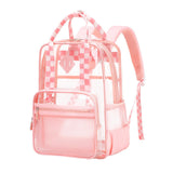 Maxbell Transparent Backpack PVC Clear Laptop Backpack for Teens College Pink