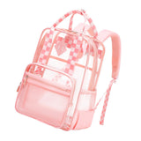 Maxbell Transparent Backpack PVC Clear Laptop Backpack for Teens College Pink