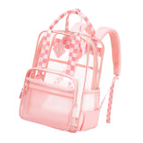 Maxbell Transparent Backpack PVC Clear Laptop Backpack for Teens College Pink