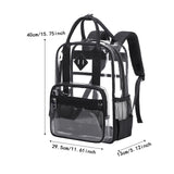 Maxbell Transparent Backpack PVC Clear Laptop Backpack for Teens College Black