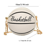 Maxbell Basketball Shaped Purse Casual Mini Round Ball Bag for Street Work Commuting White