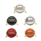 Maxbell Basketball Shaped Purse Casual Mini Round Ball Bag for Street Work Commuting White
